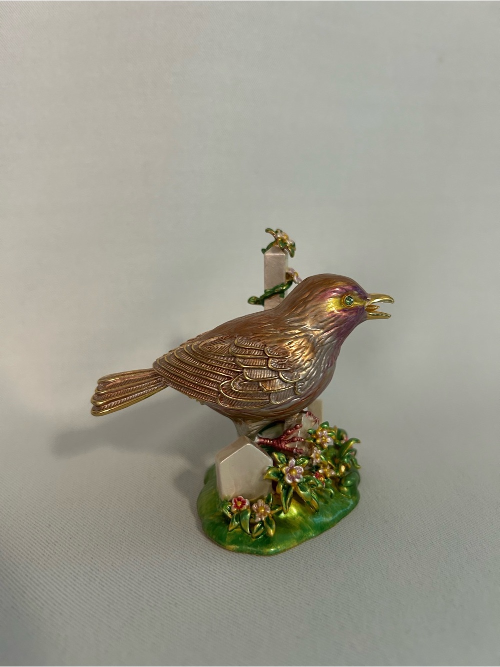 Joan Rivers Flights of Fantasy Enamel and Stone Bird Trinket Box